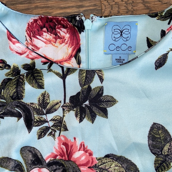 CeCe Half Sleeve Shift Dress, light blue with floral pattern - Picture 2 of 10